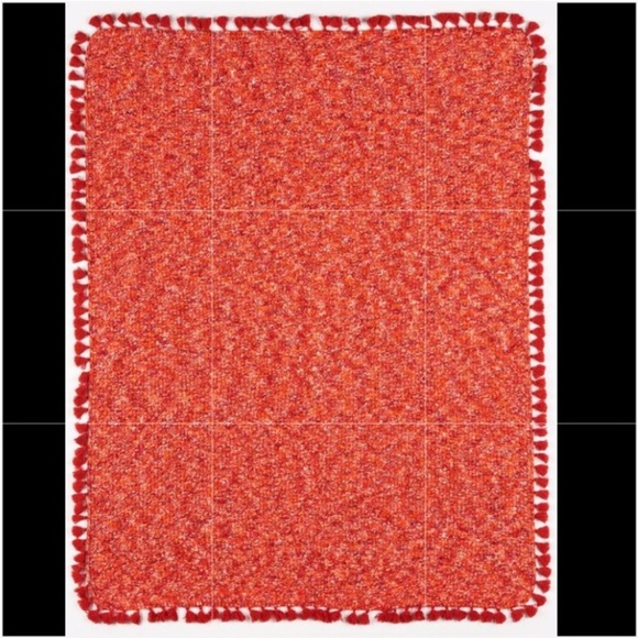 Eve & Al Knitted Throw Rug Blanket Tassel Orange 46” x 48” - Picture 6 of 7